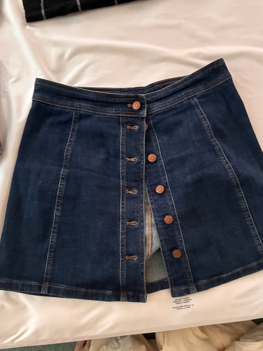 Madewell Dark Blue Button-Front Denim Mini Skirt